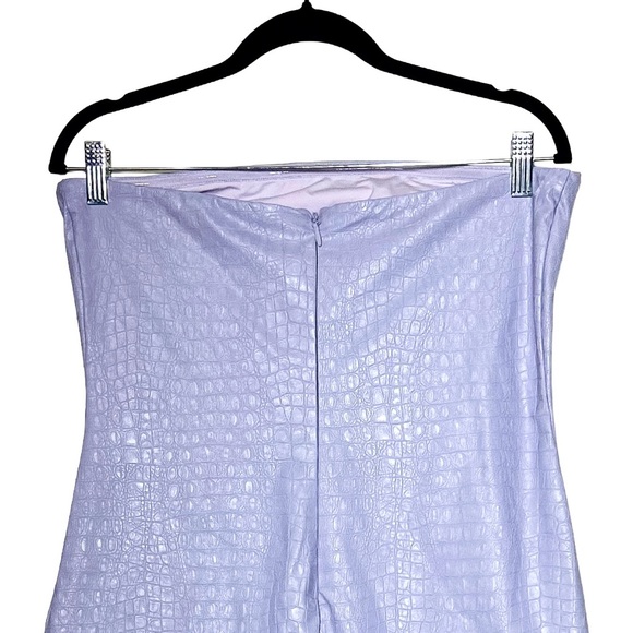 NEW Naked Wardrobe Croc Embossed Strapless Faux Leather Minidress in Lilac, 1X - Picture 6 of 13